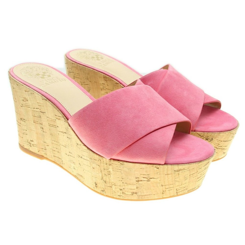 VINCE CAMUTO PInk Criss Cross Leather Slides